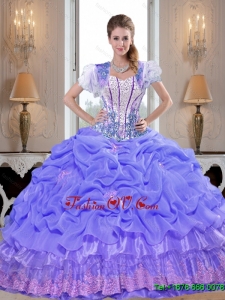 2015 Fall Suitable Beaded Lavender Quinceanera Dresses with Appliques
