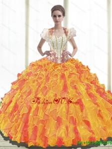 2015 Summer Romantic Ball Gown Sweetheart Quinceanera Dresses with Ruffles