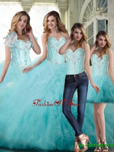 2015 Fall Luxurious Ball Gown Sweetheart Beading Quinceanera Dresses