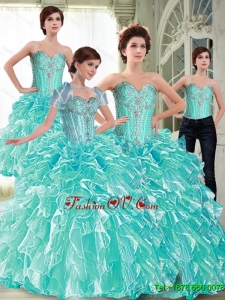 Elegant Ball Gown 2015 Summer Quinceanera Dresses with Ruffles and Beading