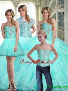 Popular Ball Gown Sweetheart Quinceanera Dresses with Ruffles and Beading For 2015 Summer