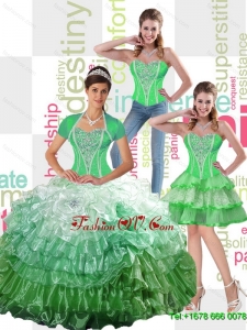 Top Seller 2015 Summer Ball Gown Quinceanera Dress with Ruffled Layers