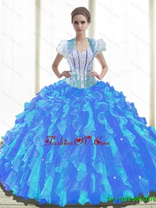 2015 Fall Luxurious Sweetheart Quinceanera Dresses with Beading and Ruffles