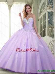 2015 Summer New Style Beaded and Appliques Quinceanera Dresses in Lavender
