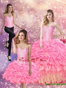 Beautiful 2015 Fall Beaded Quinceanera Dresses with Appliques and Pick Ups