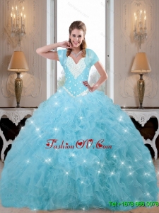 Beautiful Beaded and Ruffles Quinceanera Dresses in Baby Blue For 2015 Summer