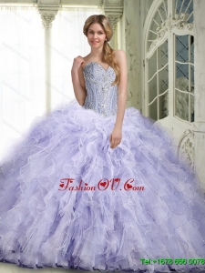 Beautiful Lavender Quinceanera Dresses with Ruffles and Beading For 2015 Summer