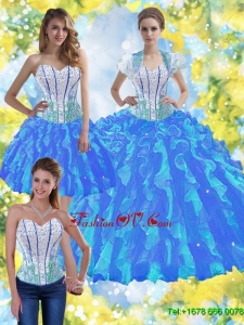 Elegant Ball Gown Quinceanera Dresses with Beading and Ruffles For 2015 Summer