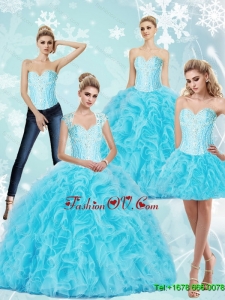 Luxurious Sweetheart Baby Blue Quinceanera Dresses with Beading and Ruffles For 2015 Summer