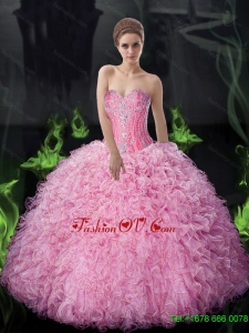 Pretty Ball Gown Beaded and Ruffles Quinceanera Dresses For 2015 Summer