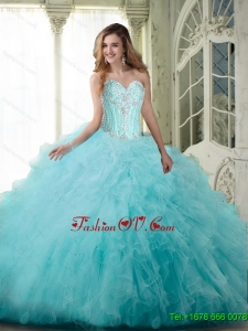 Pretty Ball Gown Sweetheart Quinceanera Dresses with Beading and Ruffles For 2015 Summer