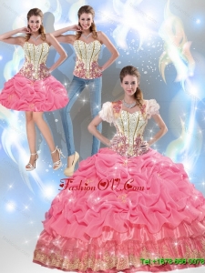 Pretty Beaded Quinceanera Dresses with Appliques and Pick Ups For 2015 Winter