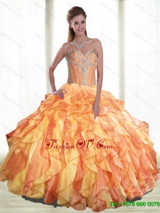 Elegant Multi Color Quinceanera Dresses with Beading and Ruffles For 2015 Summer