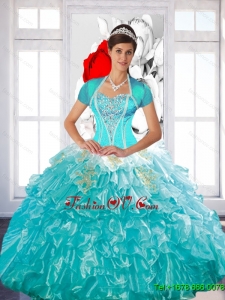 Luxurious Beaded Quinceanera Dress with Ruffled Layers and Appliques For 2015 Summer