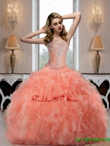 New Arrival Sweetheart Watermelon Quinceanera Dresses with Beading for 2015 Summer