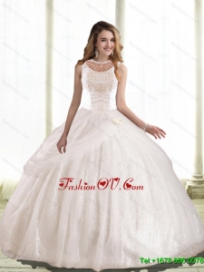 Pretty Ball Gown Hand Made Flowers and Beaded Quinceanera Dress For 2015 Summer