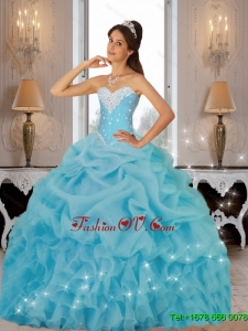 Beautiful 2015 Fall Beaded Quinceanera Dresses in Baby Blue