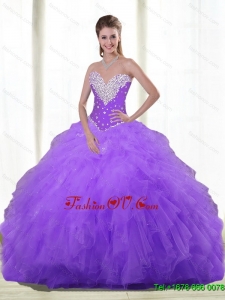 Elegant Sweetheart Quinceanera Dresses with Beading and Ruffles For 2015 Summer