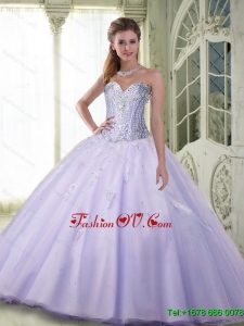 Luxurious Beaded Sweetheart Quinceanera Dresses in Lavender for 2015 Summer