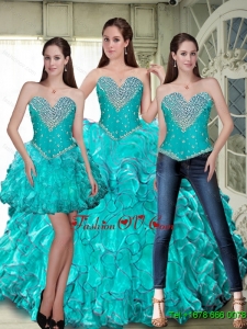 Luxurious Lace Up Sweet Sixteen Dresses with Beading and Ruffles For 2015 Summer