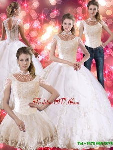 Prefect Laceed and Beaded Sweet Sixteen Dress with Cap Sleeves For 2015 Summer