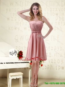 2015 Sweetheart Ruched Dama Dresses in Chiffon with Waistband