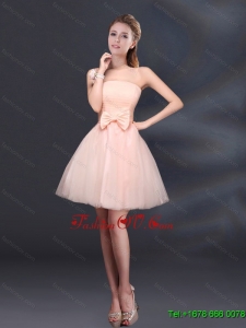 2015 Bowknot A Line Strapless Dama Dress with Lace Up