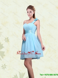 Luxurious A Line Ruching Chiffon Dama Dresses with One Shoulder