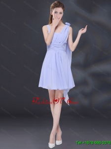 2015 Chiffon Ruching Lavender Dama Dress with One Shoulder