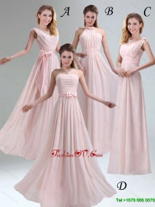 Beautiful Chiffon Light Pink Empire Dama Dress with Ruching