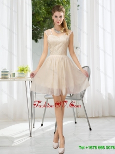 Elegant Straps Lace Sleeveless Dama Dress with Mini Length