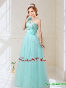2015 Empire Lace Up Hand Made Flowers prom Dresses in Mint