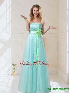 Sturning 2015 Empire Strapless prom Dresses with Hand Made Flowers