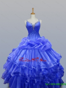 2015 Custom Made Quinceanera Dresses with Beading in Organza