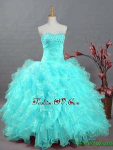 2015 Pretty Sweetheart Beaded Custom Made Quinceanera Dresses in Organza