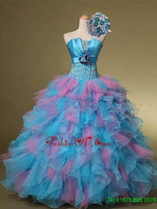 Custom Made Hand Made Flowers and Beaded Quinceanera Dresses for 2015 Summer
