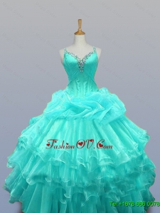 Custom Made Straps Quinceanera Dresses with Beading and Ruffled Layers