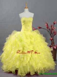 Custom Made Sweetheart Quinceanera Dresses with Beading and Ruffles for 2015