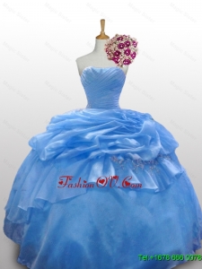 2015 Custom Made Strapless Quinceanera Dresses with Paillette and Ruffled Layers