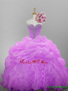 2015 Custom Made Sweetheart Quinceanera Dresses with Beading and Ruffled Layers