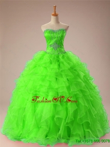 2015 Custom Made Sweetheart Quinceanera Dresses with Beading and Ruffles