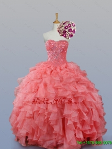 Beading and Ruffles Sweetheart Custom Made Quinceanera Dresses for 2015