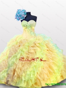 Custom Made Multi Color Beading Quinceanera Dresses with Sweetheart