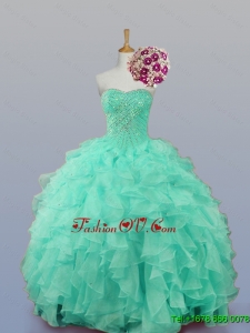 Custom Made Sweetheart Quinceanera Dresses with Beading and Ruffles