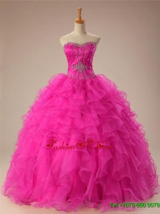 2015 New Style Sweetheart Ball Gown Quinceanera Dresses in Hot Pink
