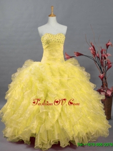 Custom Made Beaded and Ruffles Quinceanera Dresses in Organza for 2015