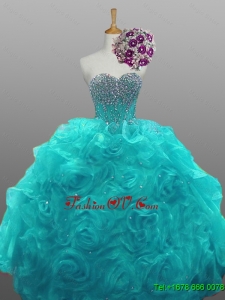 New Style Sweetheart Beaded Quinceanera Dresses with Rolling Flowers