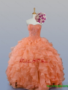 New Style Sweetheart Beaded Quinceanera Gowns in Organza for 2015