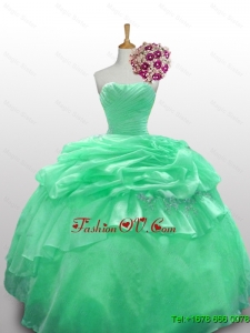 2015 Real Sample Strapless Quinceanera Dresses with Appliques