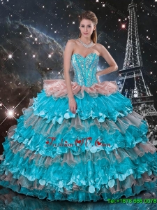 Discount Sweetheart Quinceanera Dresses with Beading and Ruffled Layers